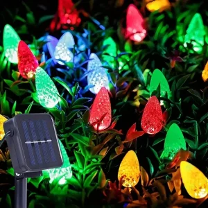 Guirlande lumineuse LED solaire à fraises pour jardin extérieur étanche avec 8 modes