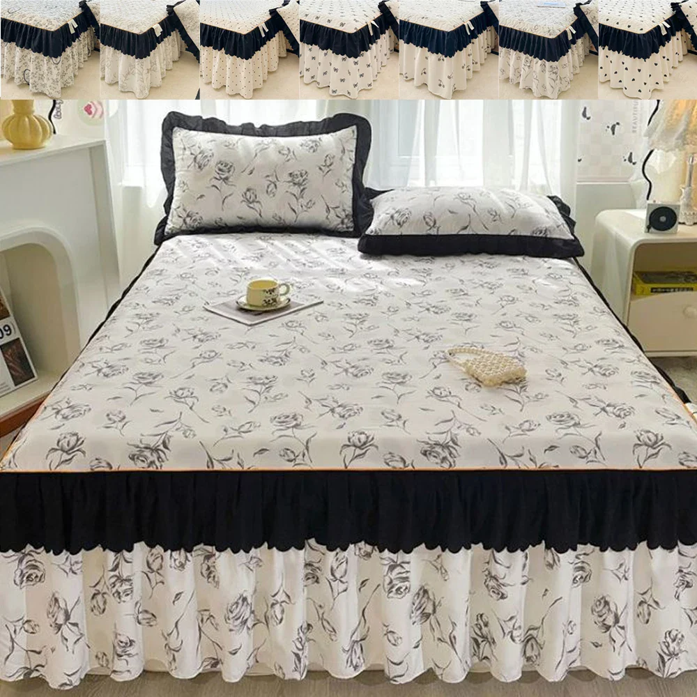 Couvre-lit matelassé en dentelle floral doux pour lit simple Queen King - Ombre Interieur