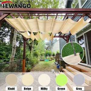 Voile d'ombrage télescopique imperméable 300D pour patio et jardin - Personnalisable