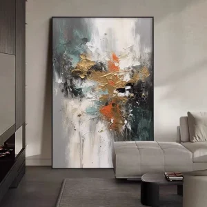 Peinture abstraite texturée sur toile pour salon - Décoration murale moderne personnalisable