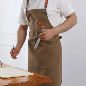 Tablier de cuisine femme en toile imperméable avec poches - Élégant et pratique