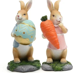 Lapin décoratif en résine tressée pour Pâques - Élégant