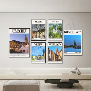 Toile imprimée CANVAS UV résistante – Skyline européenne murale moderne