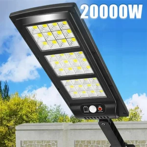 Lampe solaire extérieure avec détecteur de mouvement imperméable 20000W pour jardin et cour