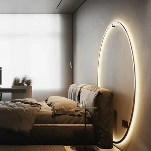 Applique murale LED minimaliste en cercle noir - Luminaire décoratif pour salon et hall d'entrée
