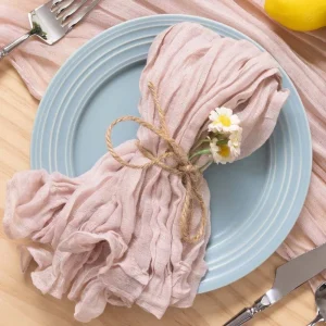 Lot de 12 serviettes en gaze coton-polyester 50x50 cm pastel