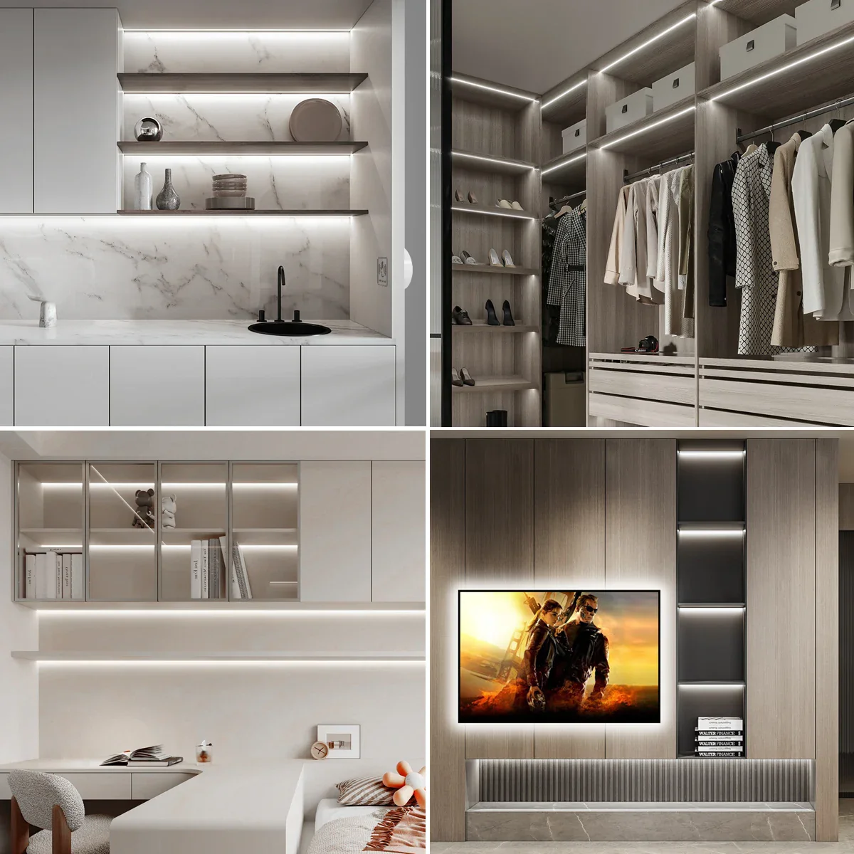 Bande LED plafond intégrée COB linéaire, ruban auto-adhésif pour décoration murale et éclairage ambiant salon – Image 5