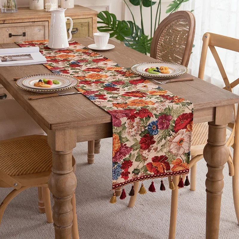Chemin de table jacquard polyester rétro américain, décor nordique élégant – Image 3