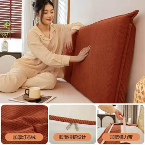 Coussin de tête de lit en velours côtelé avec sangle Tatami, amovible et lavable, pour un confort optimal