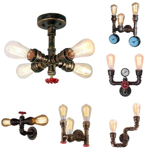 Applique murale industrielle vintage en fer pour salon, chambre ou loft - Luminaire décoratif