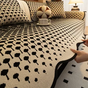 Housse de canapé jacquard polyester antidérapante minimaliste tout-saison