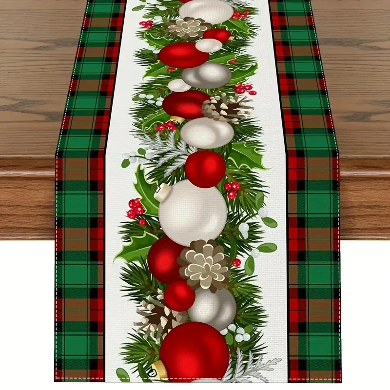 Chemin de table lin écossais rouge - décoration de Noël durable – Image 7