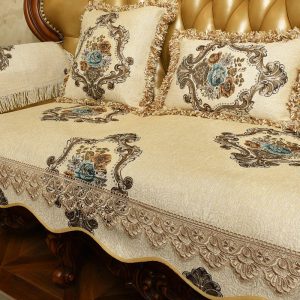 Housse canapé jacquard chenille antidérapante élégante protectrice universelle