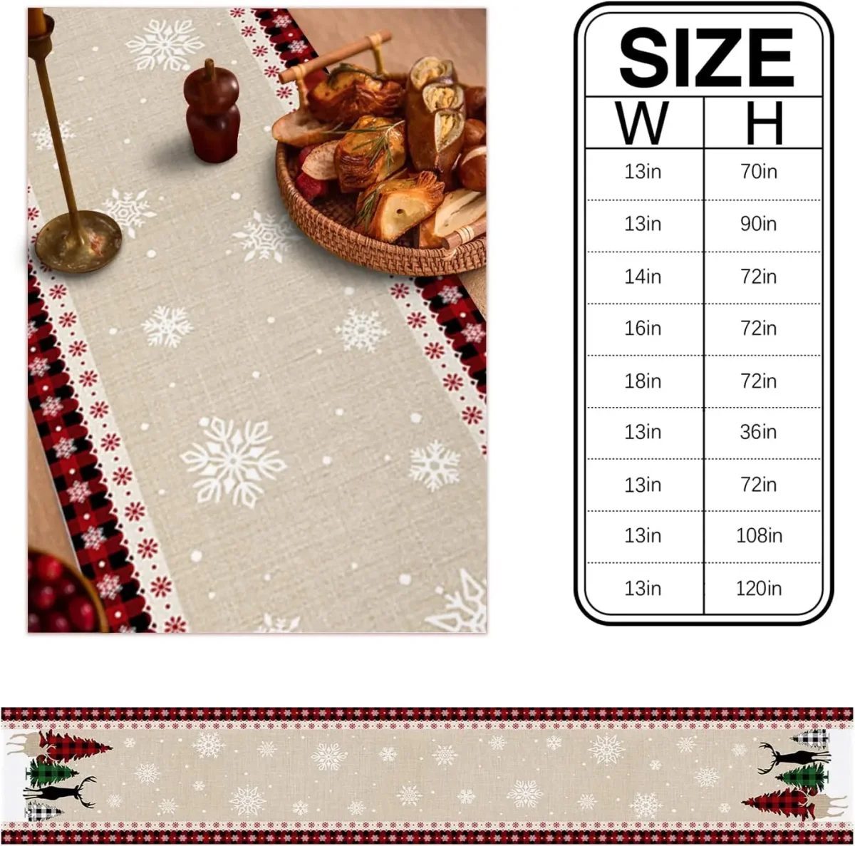 Chemin de table 100% lin écossais rouge et noir Noël – Image 7