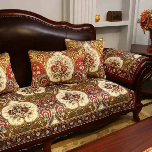 Housse canapé jacquard brodée polyester antidérapante style rétro