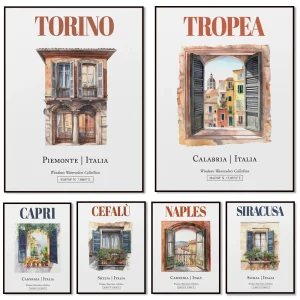 Affiche de voyage toile italienne aquarelle – décor mural artistique