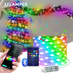 Guirlande lumineuse LED RGBIC intelligente 5M 10M 20M Bluetooth pour décoration intérieure