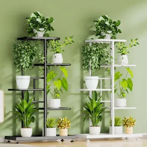 Étagère pour plantes en fer 8 niveaux - Support pour pots de fleurs intérieur et extérieur