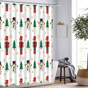 Rideau douche noël sapin casse noisette
