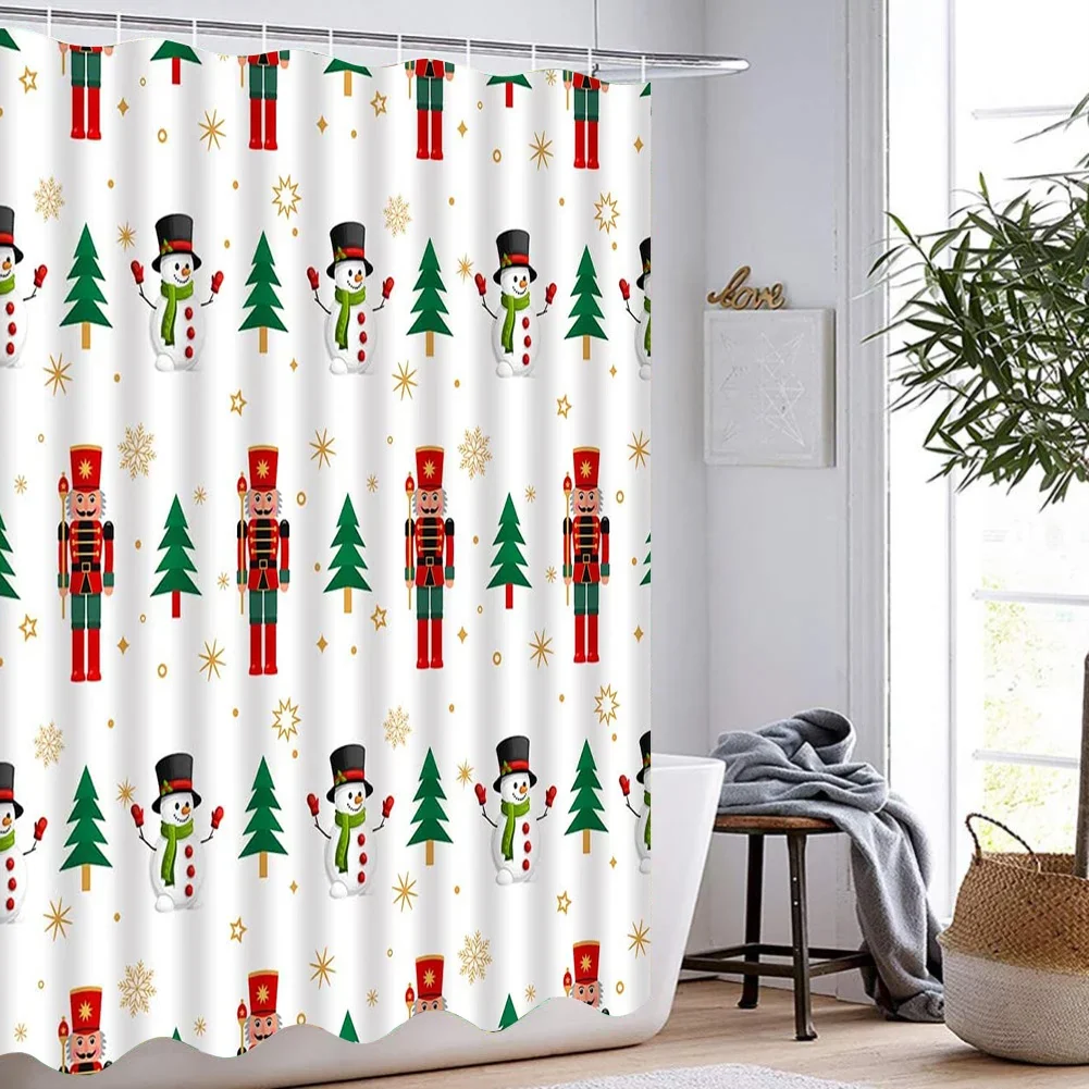 Rideau douche noël sapin casse noisette