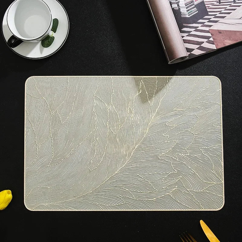 Napperon rectangulaire à motif plumes 45x30cm PVC antidérapant décoration table nordique