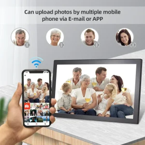 Cadre photo numérique WiFi 21,5 pouces écran IPS tactile 16 Go rotation automatique partage photos