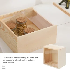Boîte à bijoux en bois avec couvercle coulissant acrylique - Rangement décoratif pour bijoux et souvenirs