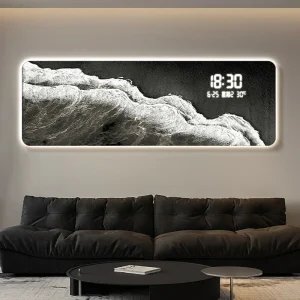 Horloge murale numérique design luxe avec température et date - Décoration salon moderne