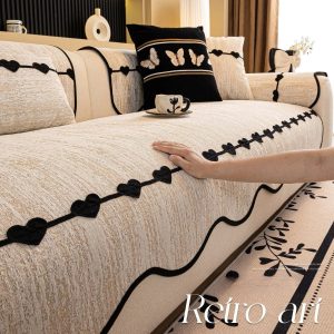 Housse de canapé 100% polyester antidérapante – Confort déco rétro