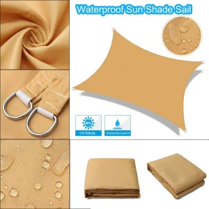 Voile d'ombrage rectangulaire imperméable 420D pour terrasse, jardin et piscine