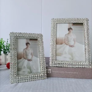 Cadre photo métal incrusté diamants brillants 5/6/7 pouces décoration bureau cadeau anniversaire