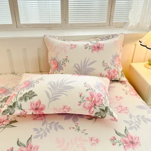 Taie d'oreiller 100% coton 48x74 cm motif floral 2 pièces