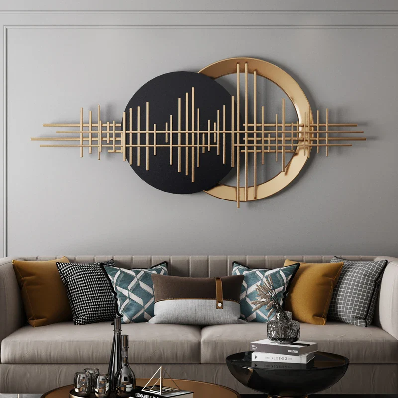 Décoration murale moderne en métal pour salon, pendentif luxueux gris clair ou vert clair – Image 4