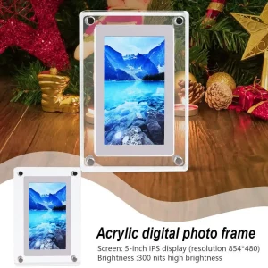 Cadre photo numérique acrylique 5 pouces écran IPS vertical 4Go mémoire pour photos et vidéos