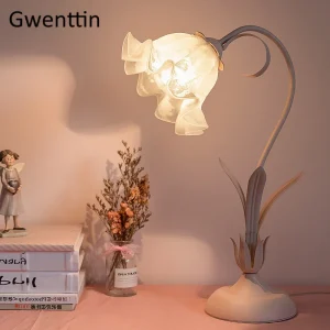 Lampe de chevet rose fleur LED moderne pour chambre fille, éclairage décoratif bureau