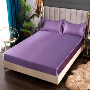 Drap-housse satin 140x200 cm - Housse de matelas élastique en polyester doux - Ombre Interieur