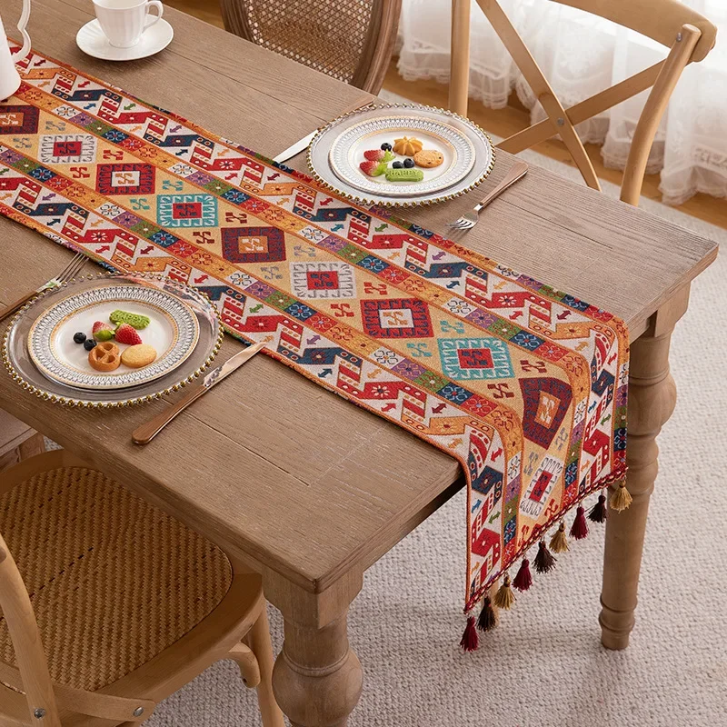 Chemin de table jacquard polyester rétro américain, décor nordique élégant – Image 7