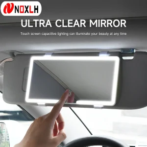 Miroir de courtoisie LED pour voiture - Miroir maquillage HD ultra fin avec éclairage 3 vitesses - Ombre Interieur