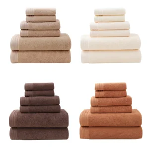 Lot 6 serviettes 100% coton peigné – absorbantes spa hôtel