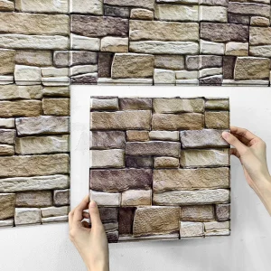 Stickers carrelage 3D effet pierre - Autocollants muraux déco pour cuisine et salle de bain