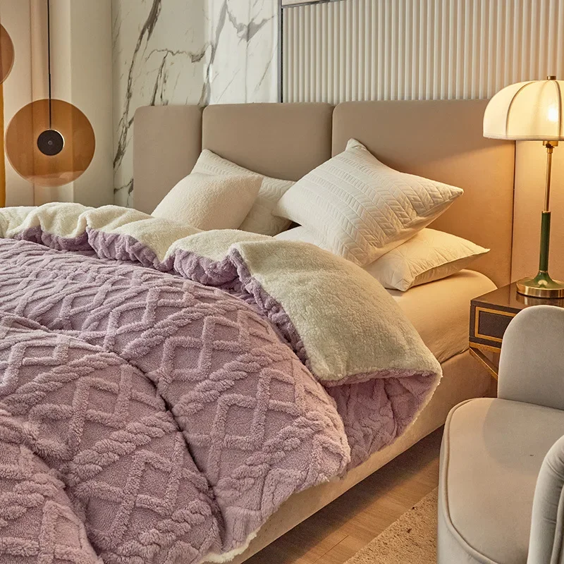 Housse de couette double face en cachemire artificiel douce et chaude pour l'hiver - Ombre Interieur – Image 4