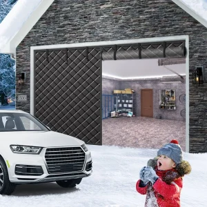 Rideau de porte garage double isolation thermique magnétique tissu Oxford épais
