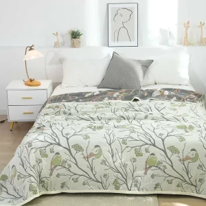 Jeté de lit japonais en gaze de coton 100% - Couverture légère pour canapé et lit simple/double