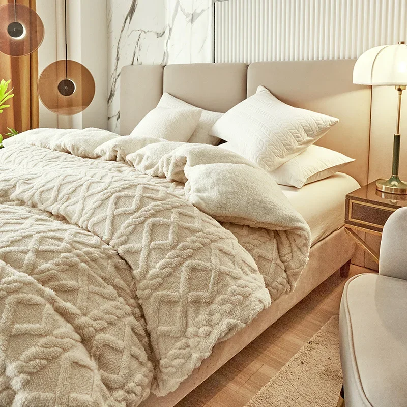 Housse de couette double face en cachemire artificiel douce et chaude pour l'hiver - Ombre Interieur – Image 3