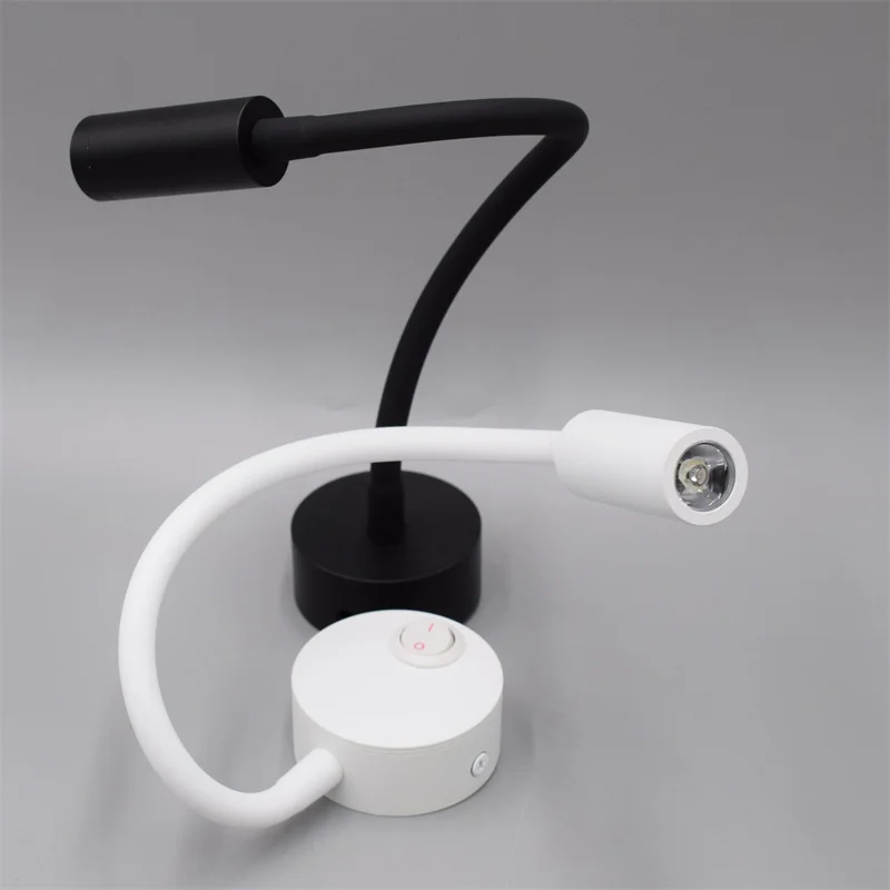 Lampe murale de lecture flexible à col de cygne 3W LED pour tête de lit blanc et bureau – Image 6