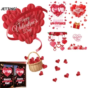 Autocollant fenêtre Saint-Valentin cœur romantique réutilisable double face sans résidus