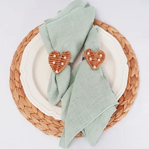Lot 4 Serviettes Coton 100% 42x42 cm Bords cousus Rustique