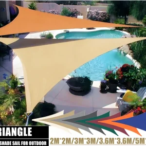 Voile d'ombrage triangulaire imperméable pour jardin, terrasse et camping - Protection UV 98%