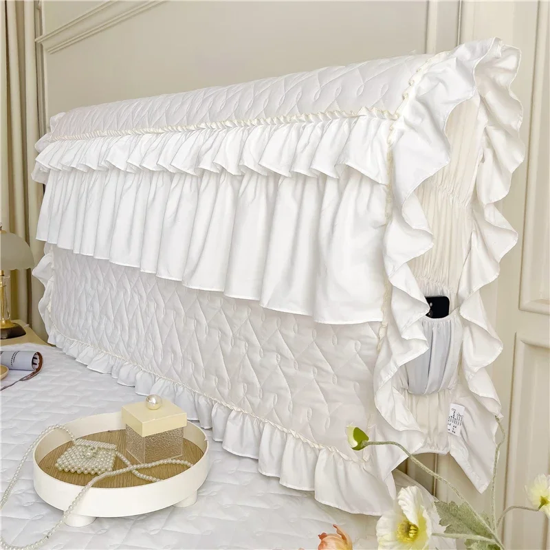 Housse de tête de lit matelassée en dentelle plissée pour lit 1,2m à 2,2m - Ombre Interieur – Image 3