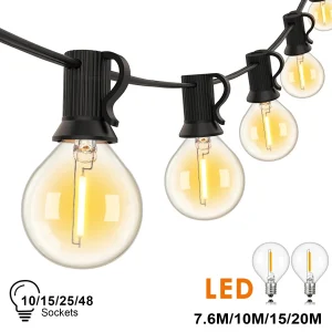 Guirlande lumineuse vintage G40 connectable pour decoration interieur et exterieur - ambiance feerique
